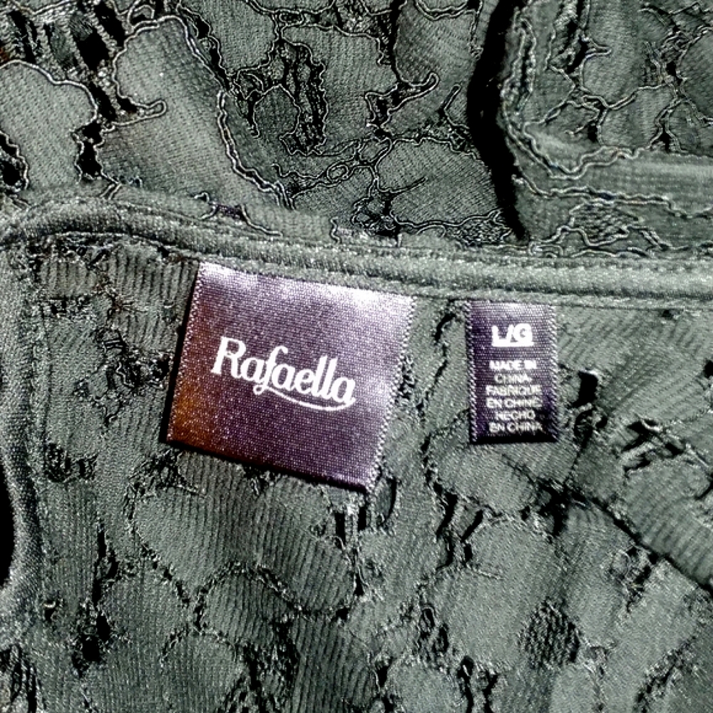 RAFAELLA BLACK LACE 3/4 SLEEVE TOP - LARGE - Picture 6 of 6